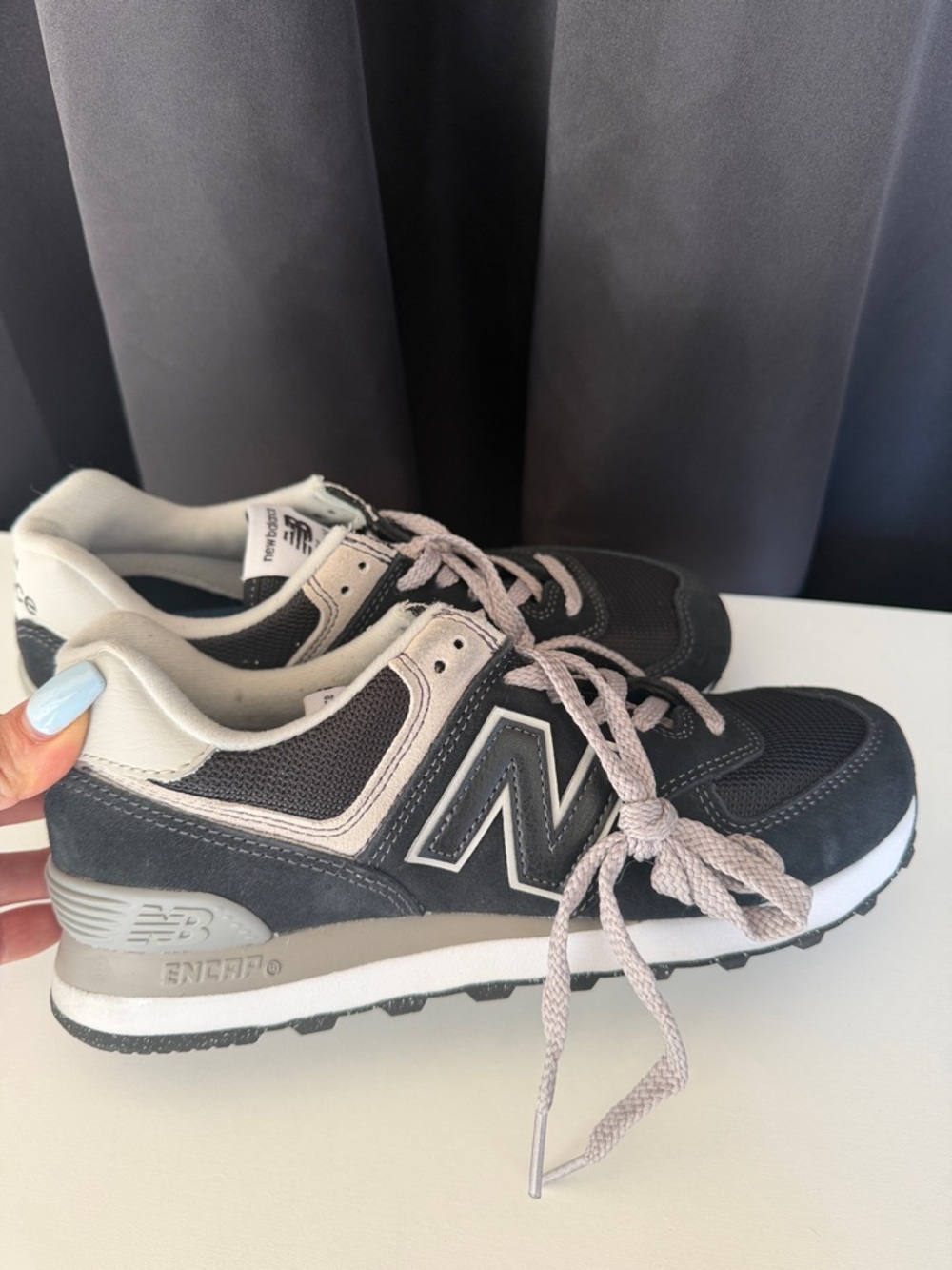 New Balance Women's Black and Light Gray 574 Sneakers